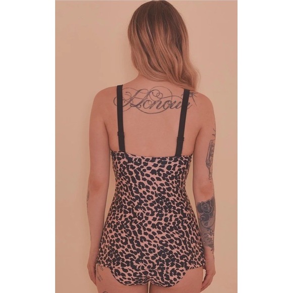 Collectif X Playful Promises Leopard Skirted Swimsuit Pin Up Rockabilly Sz 4, Xs - Picture 3 of 13